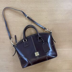 Dooney & Bourke Emerson Domed Satchel Purse Bag Brown Smooth Leather